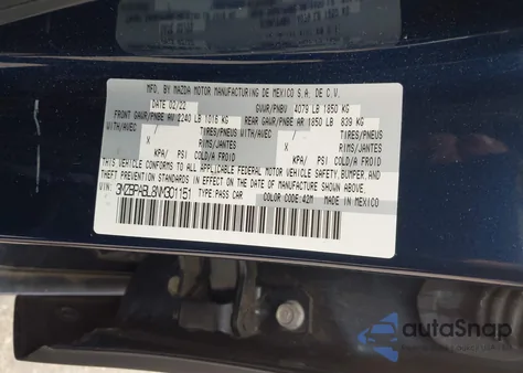 2022 Mazda Mazda3 Select z USA, uszkodzony, nr VIN 3MZBPABL8NM301151